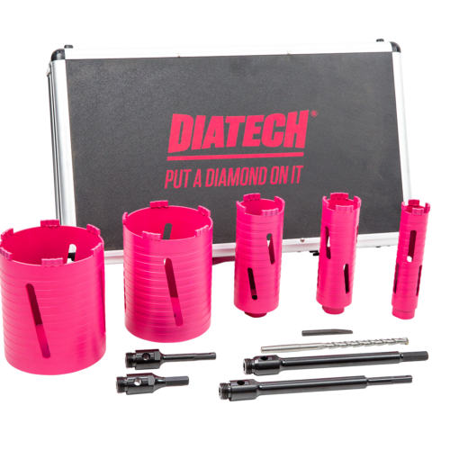 Diatech Diamond Core Drill Sets 11pc Aluminium Case