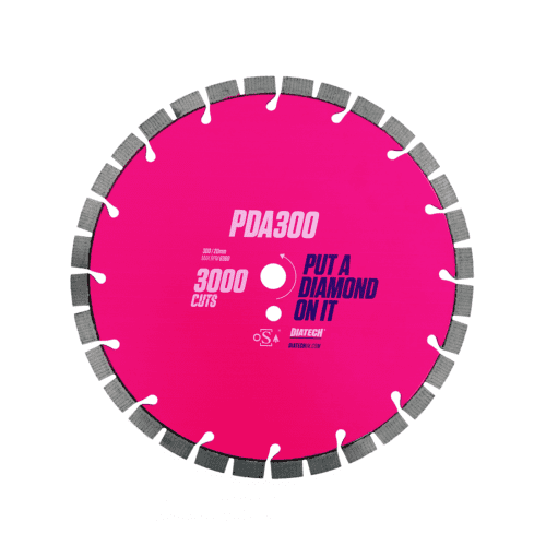 Diatech PDA300 Patterned Diamond Blade for Cutting Reinforced Concrete